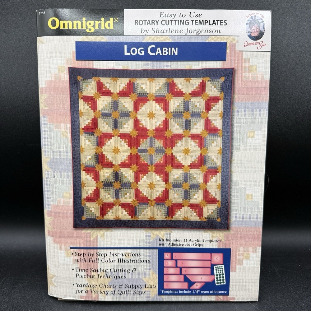 NEW Omnigrid Log Cabin Rotary Cutting Templates Quilt Pattern Sharlene Jorgenson